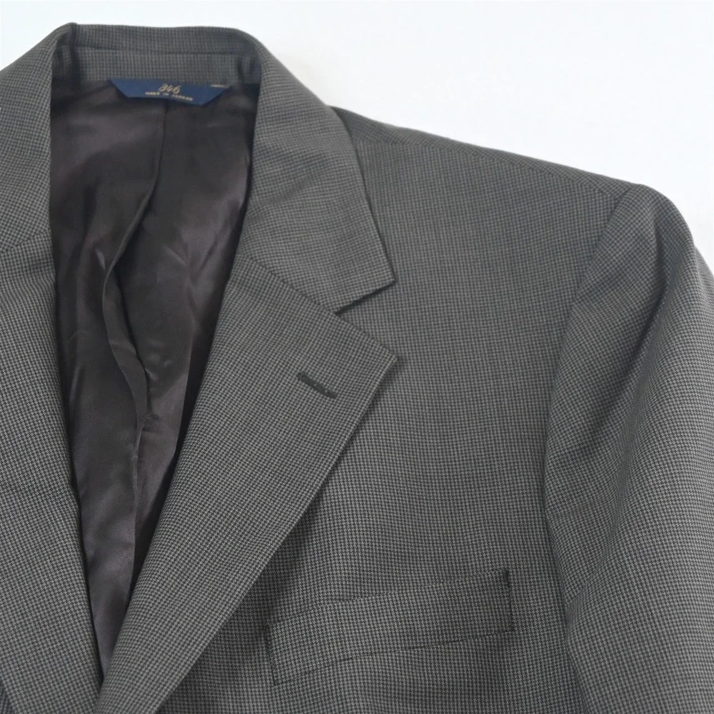 Brooks Brothers 42R Brown Houndstooth Stretch Wool‎ Blazer Jacket Sport Coat